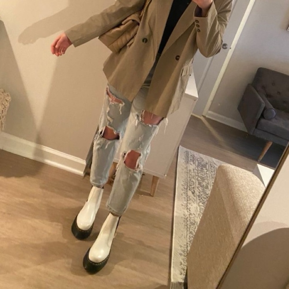 Doc Martin White Platform Chelsea Boots